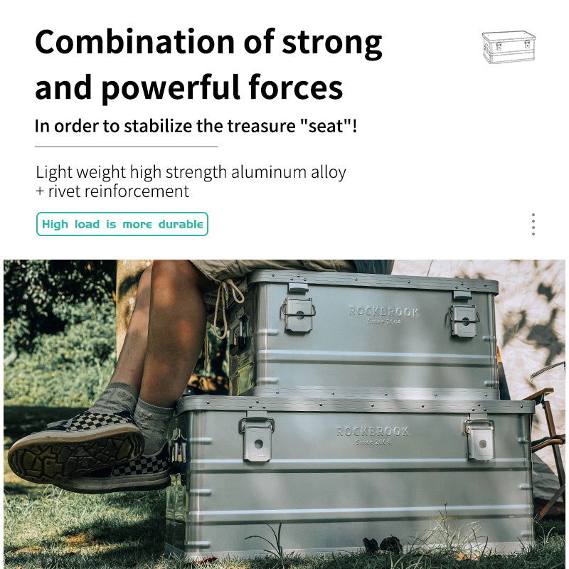 ROCKBROOK Outdoor Storage Boxes Flat Top Box Silver - BX1015 - ROCKBROOK