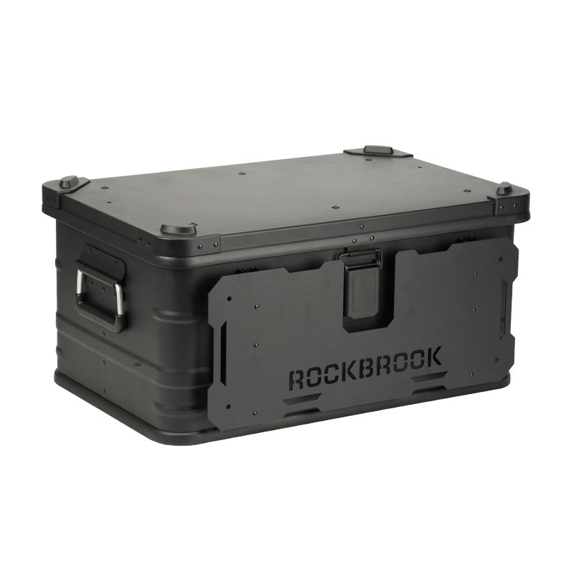 Rockbrook 50L waterproof outdoor camping storage box with foldable table for cooking and gear organization